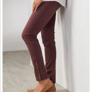 Soft Surroundings Colorful Metro Leggings with Ankle Snaps in Burgundy - Small